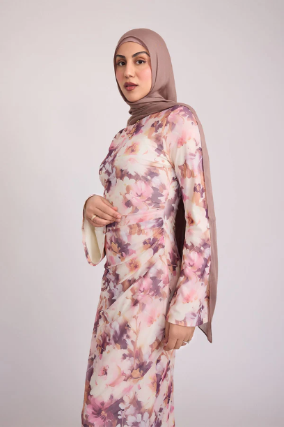 Picture of Tatiana Synched Satin Maxi Bell Sleeve