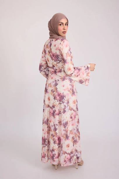 Picture of Tatiana Synched Satin Maxi Bell Sleeve