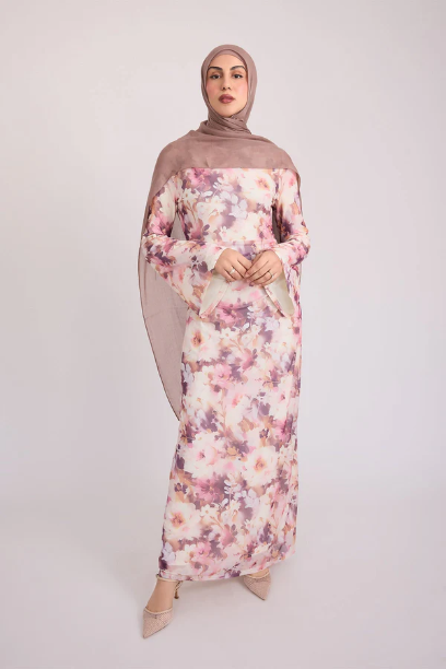 Picture of Tatiana Synched Satin Maxi Bell Sleeve