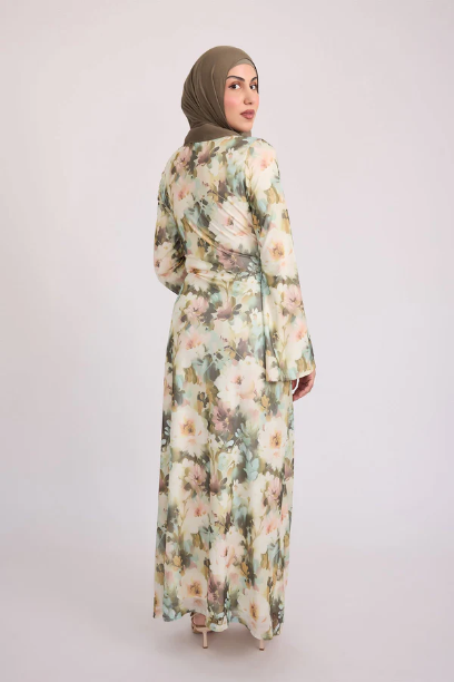Picture of Tatiana Synched Satin Maxi Bell Sleeve
