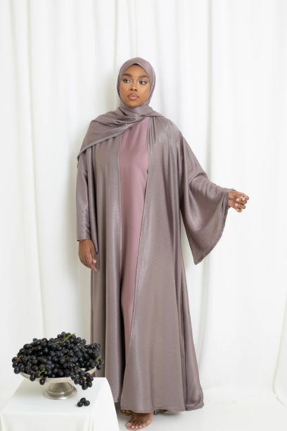 Picture of Abaya Shine Taupe Pink Set