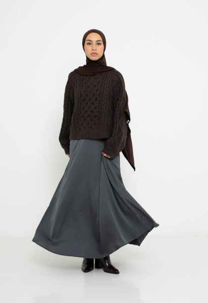 Picture of Flared Satin Skirt