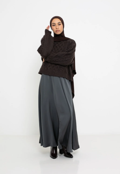 Picture of Flared Satin Skirt