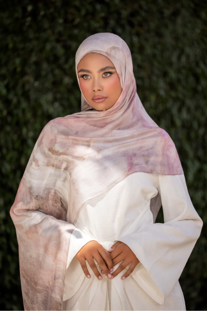 Picture of Coral Print Modal Hijab