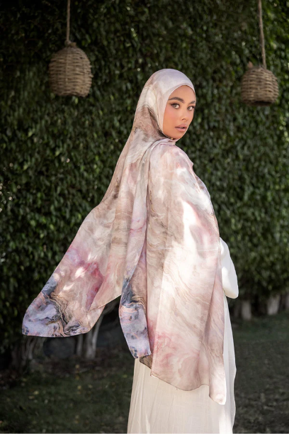 Picture of Coral Print Modal Hijab